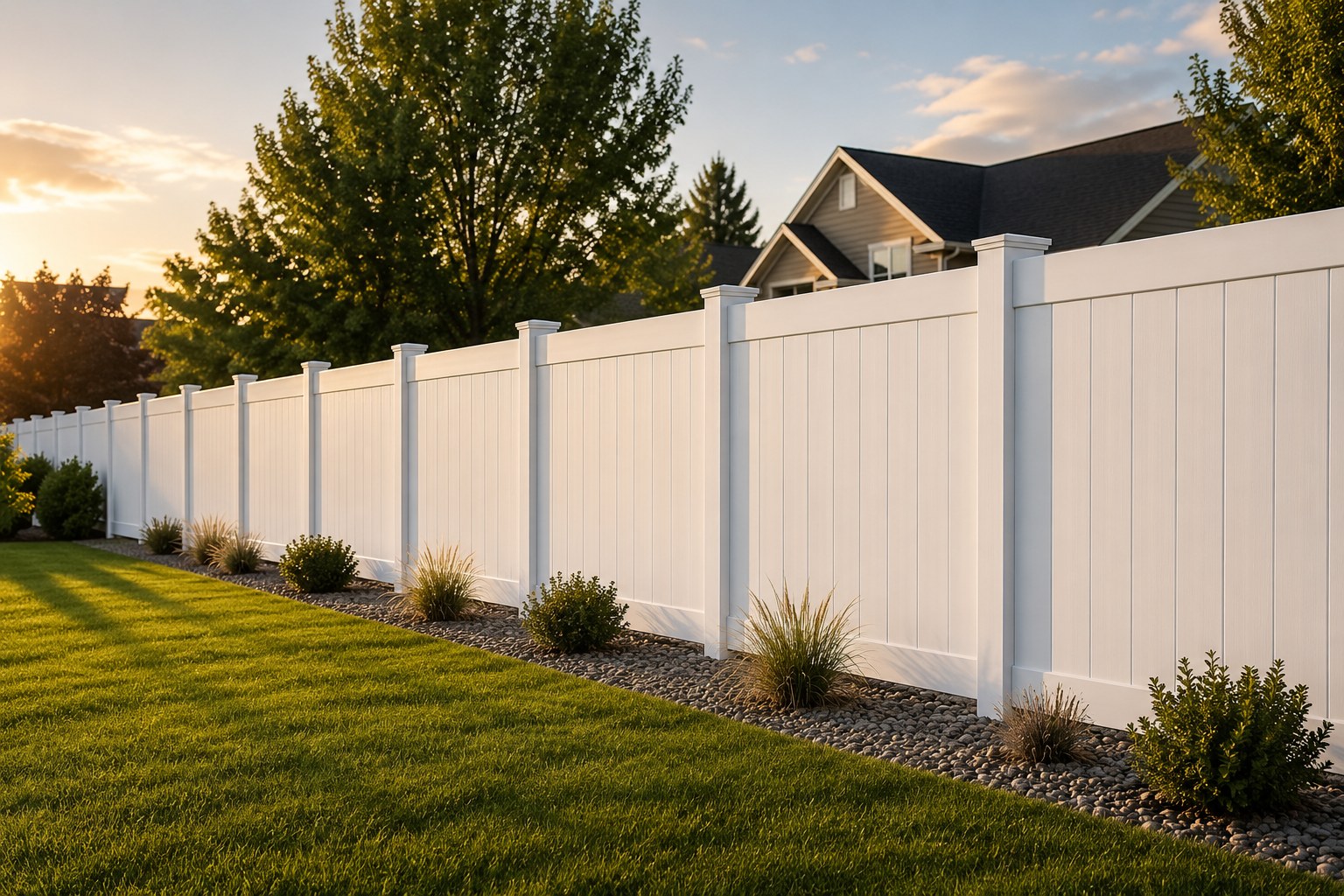 Vinyl privacy fence panels ready for a contractor pickup